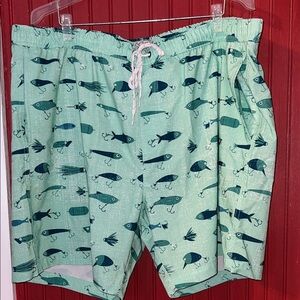 Ocean+ Coast Men's Fish Print Swim Trunks - Green 44